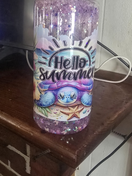 Other - Hello Summer Turtle Glitter Tumbler - Purple Blue